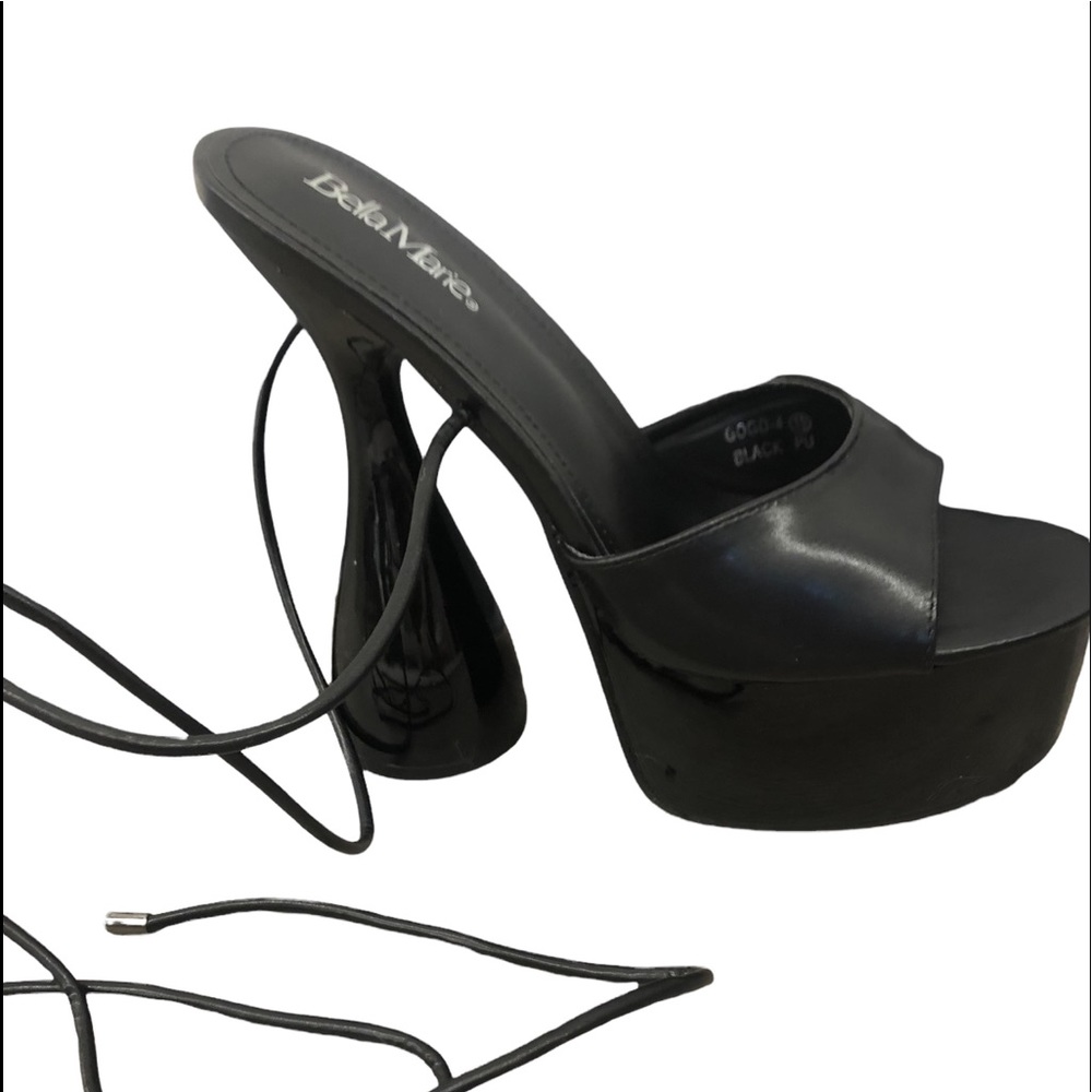 Platform black trendy heels